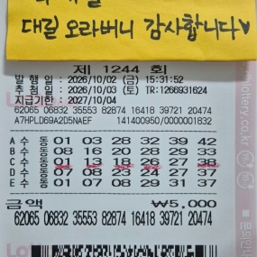 1244회 무료 조합 3등 당첨